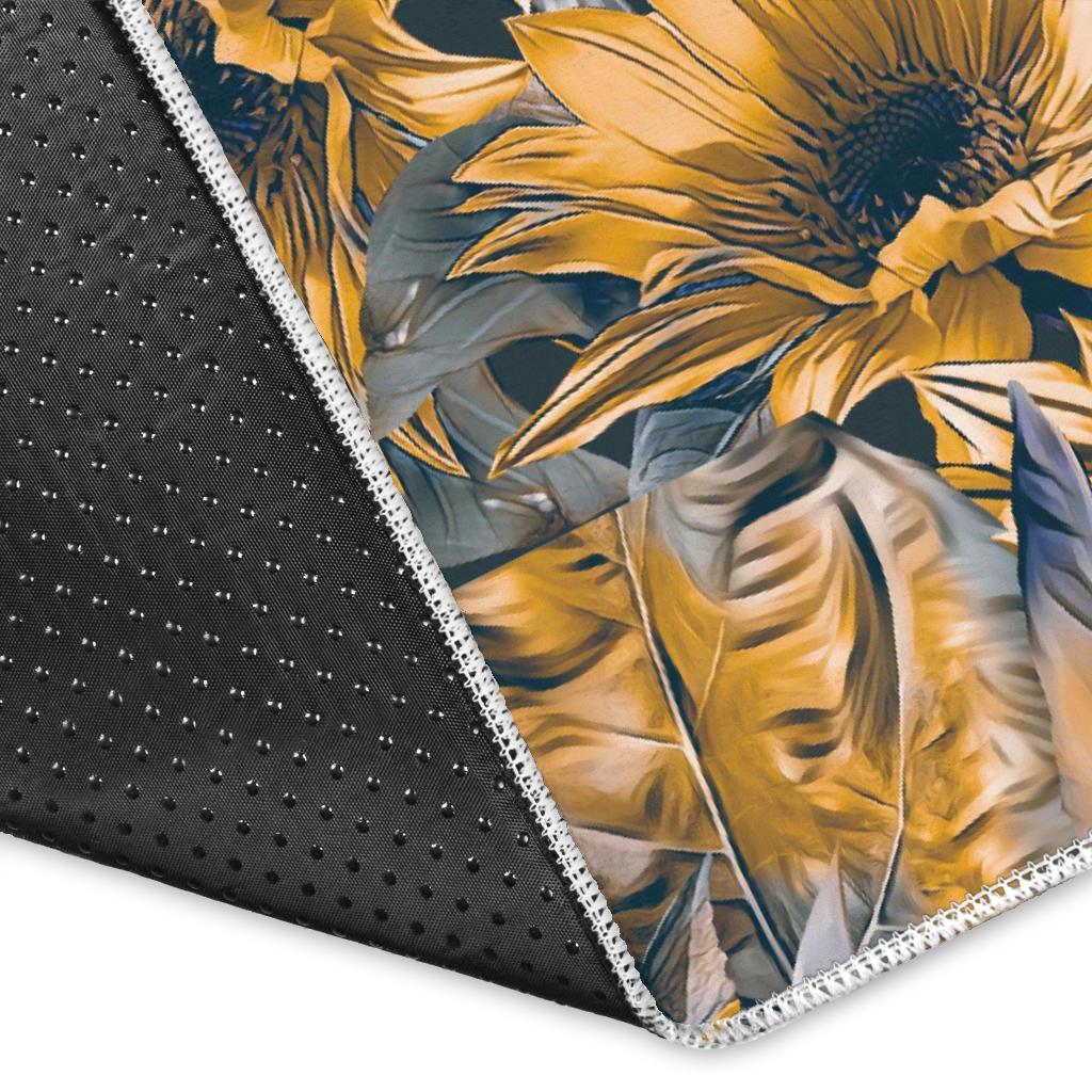 Vintage Sunflower Pattern Print Area Rug
