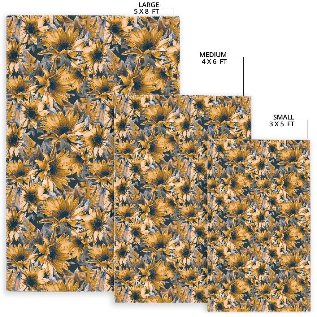 Vintage Sunflower Pattern Print Area Rug