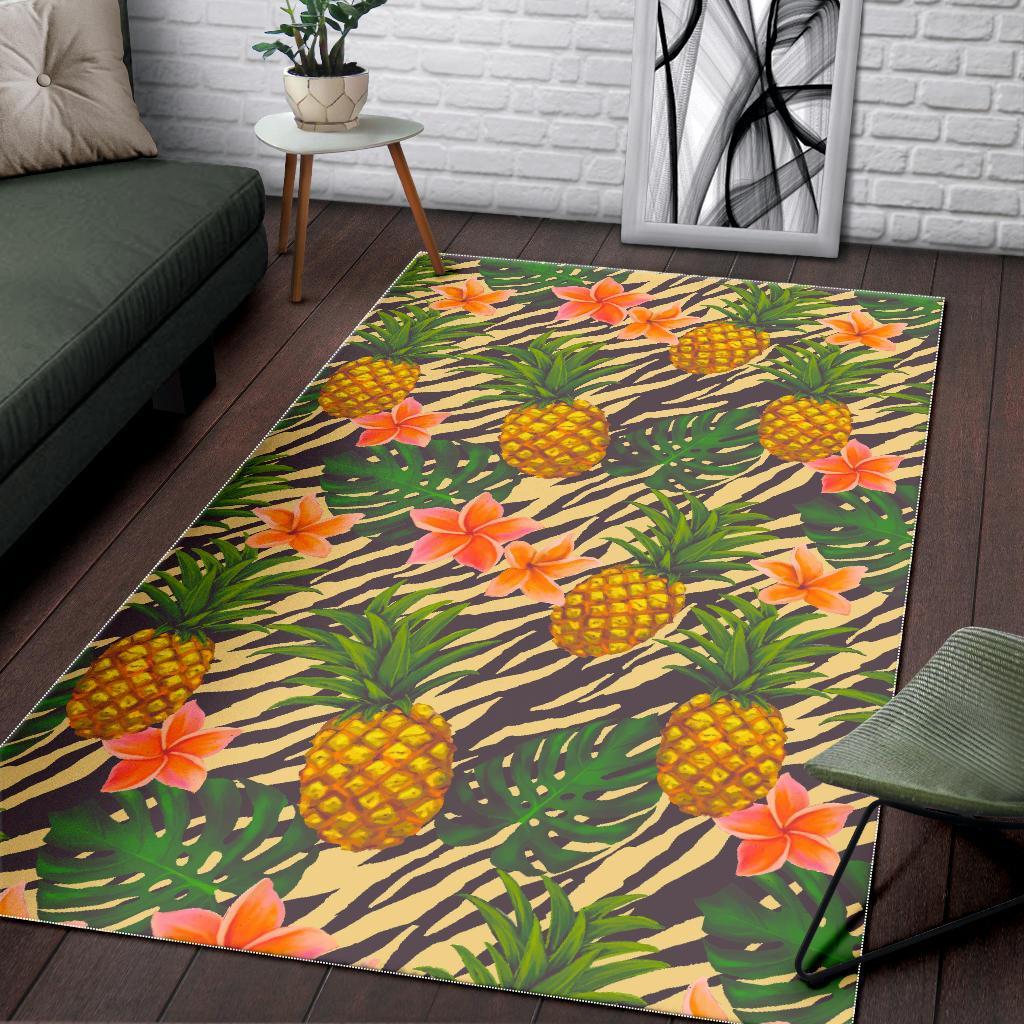 Vintage Zebra Pineapple Pattern Print Area Rug