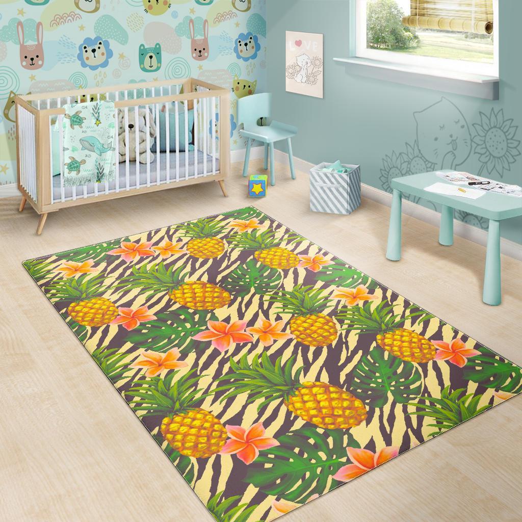 Vintage Zebra Pineapple Pattern Print Area Rug