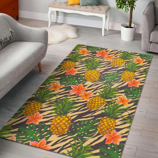 Vintage Zebra Pineapple Pattern Print Area Rug