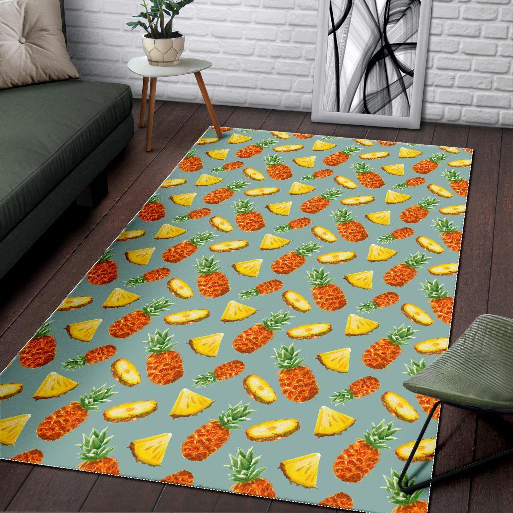 Watercolor Pineapple Pattern Print Area Rug