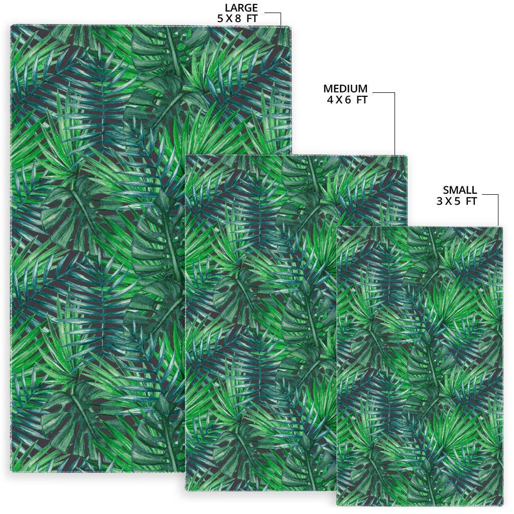 Watercolor Tropical Leaves Pattern Print Area Rug
