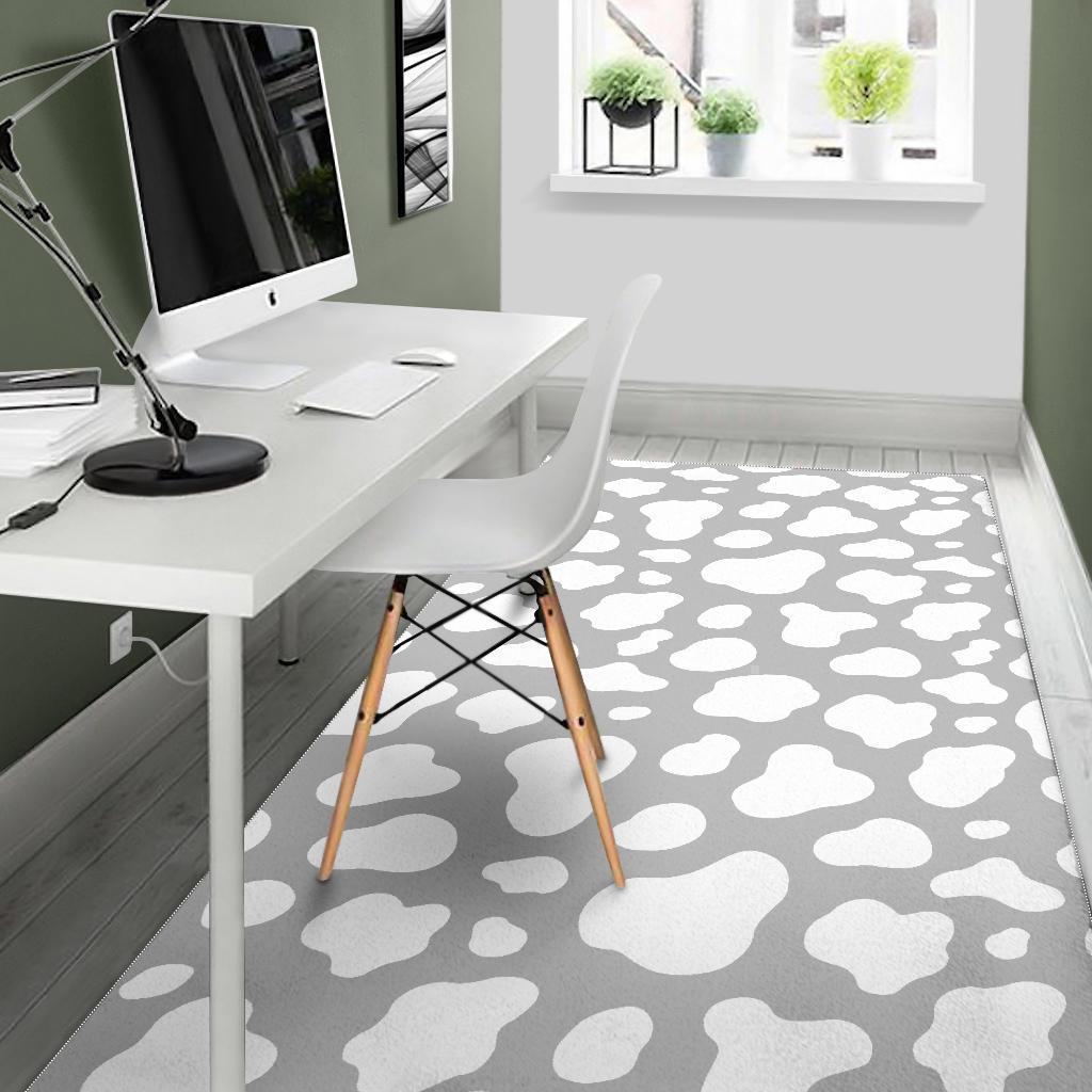 White And Grey Cow Print Area Rug