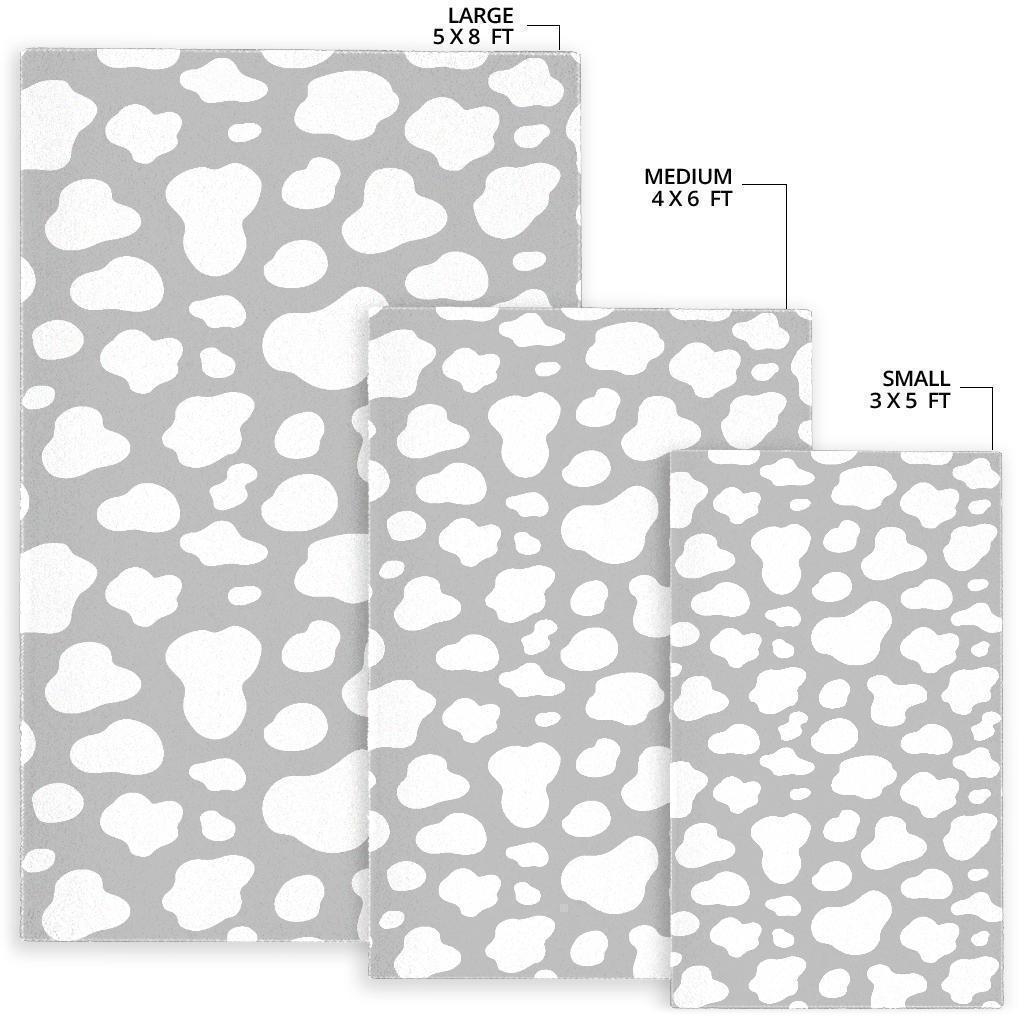 White And Grey Cow Print Area Rug