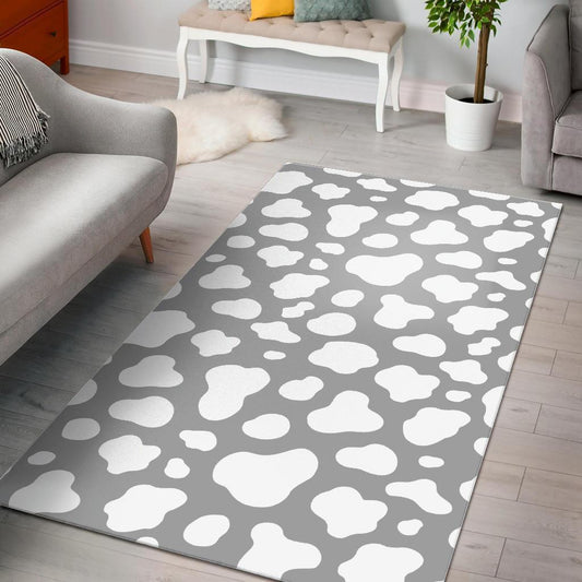 White And Grey Cow Print Area Rug