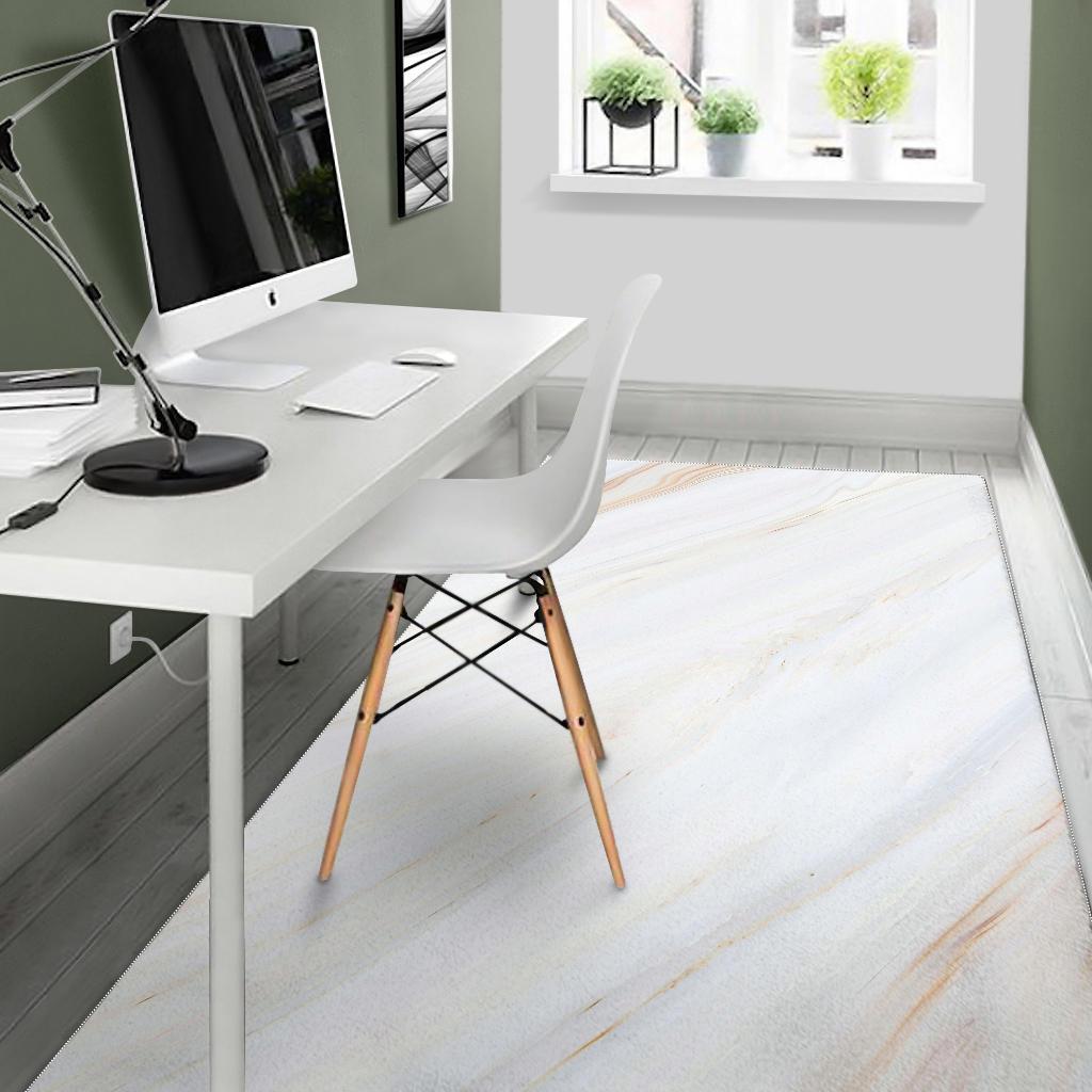 White Brown Smooth Marble Print Area Rug