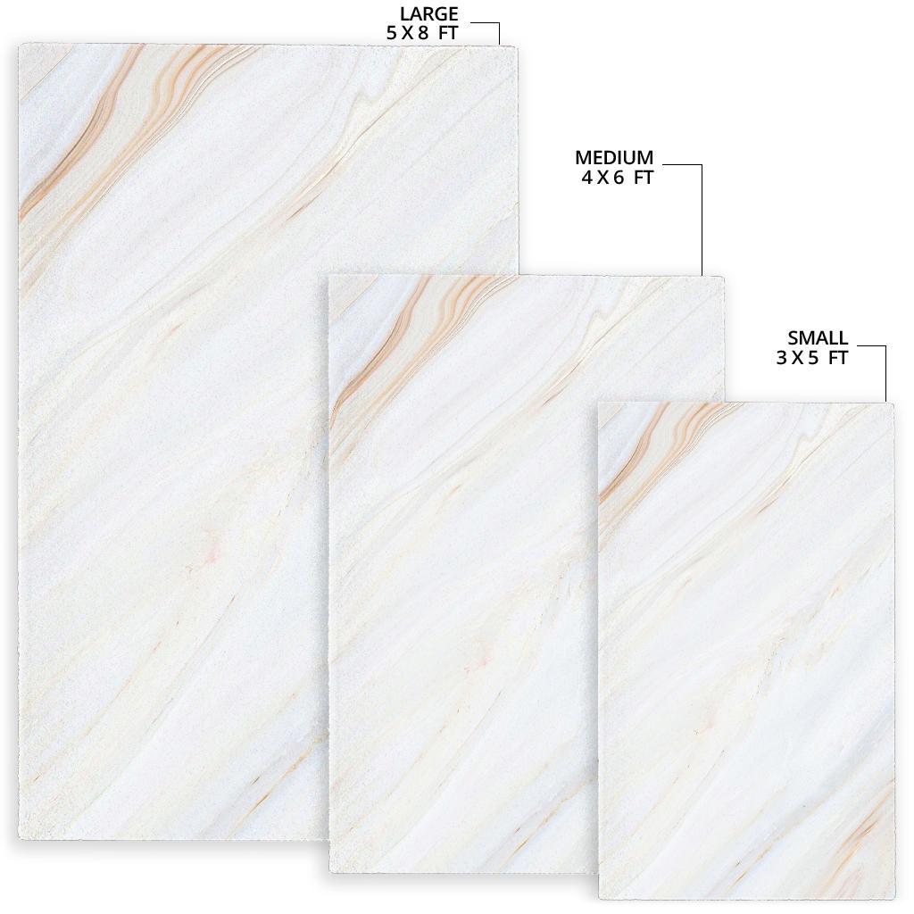 White Brown Smooth Marble Print Area Rug