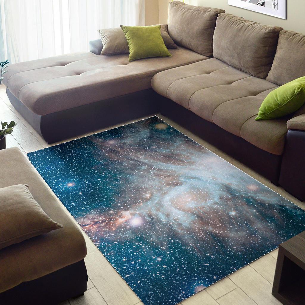 White Cloud Galaxy Space Print Area Rug