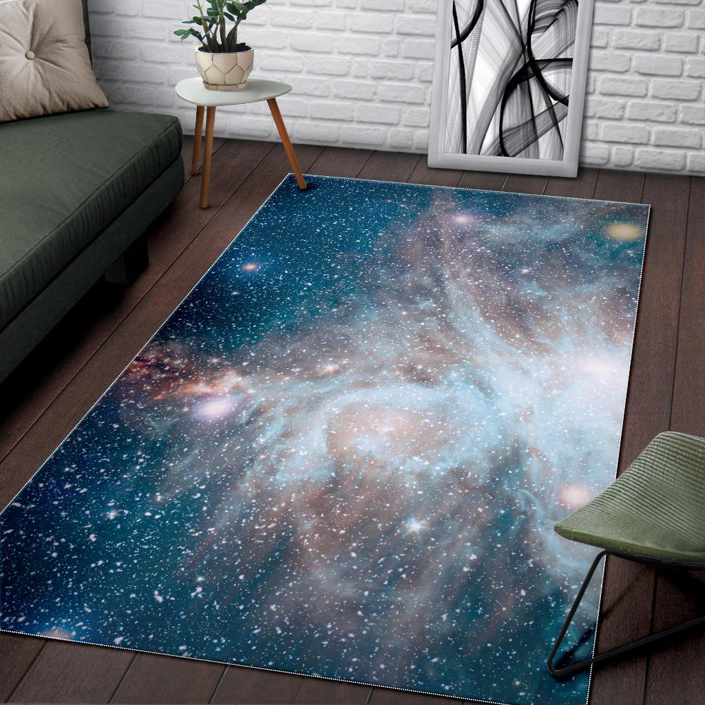White Cloud Galaxy Space Print Area Rug