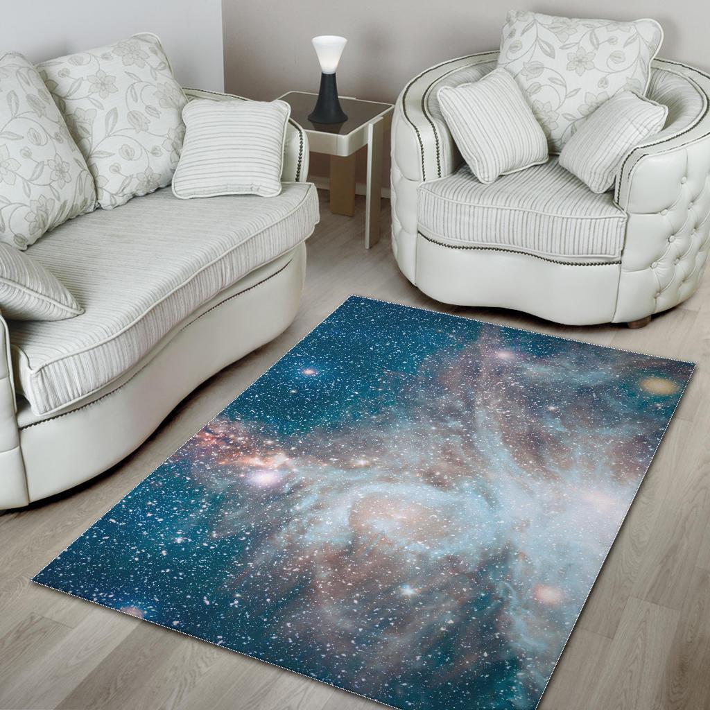 White Cloud Galaxy Space Print Area Rug