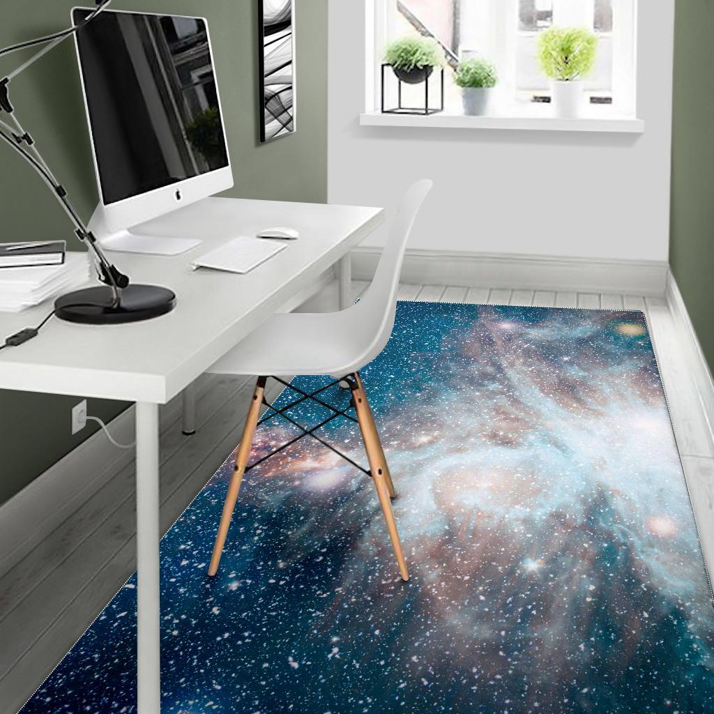 White Cloud Galaxy Space Print Area Rug