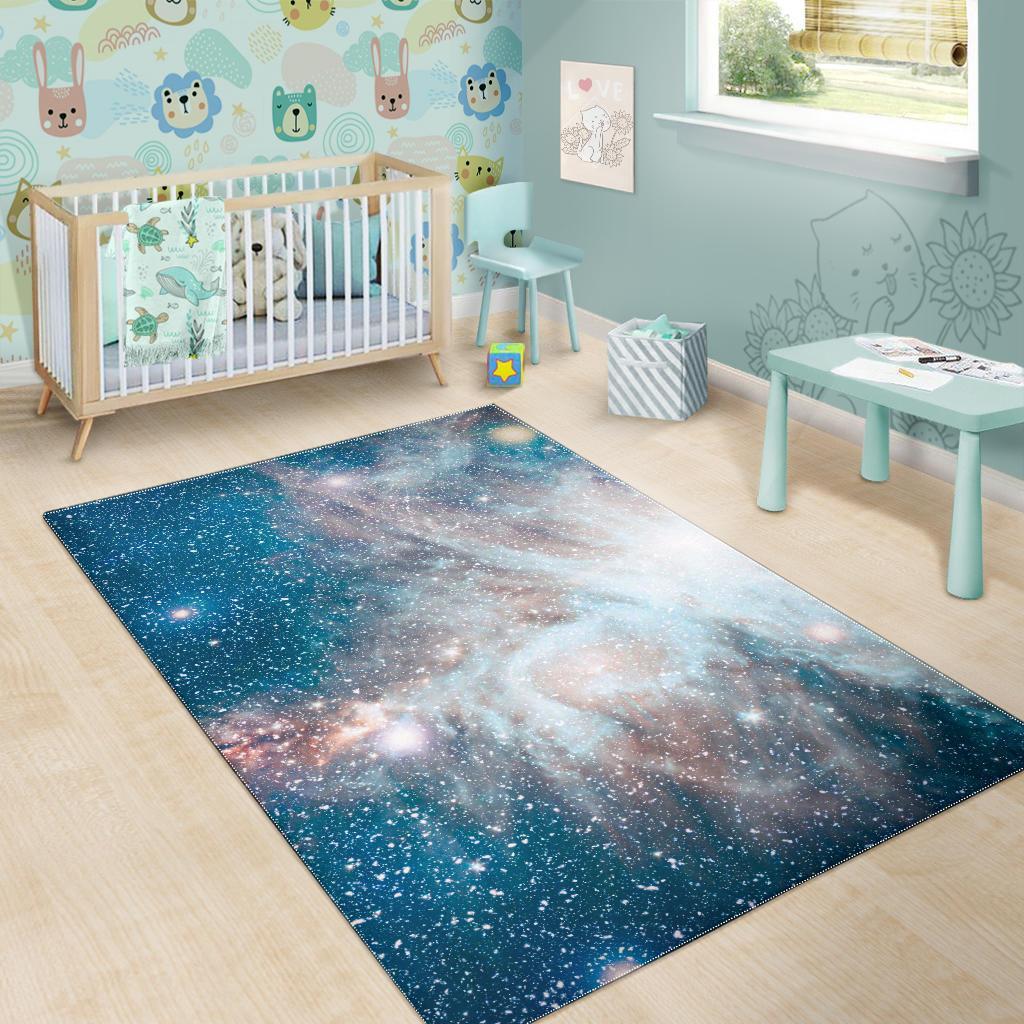 White Cloud Galaxy Space Print Area Rug