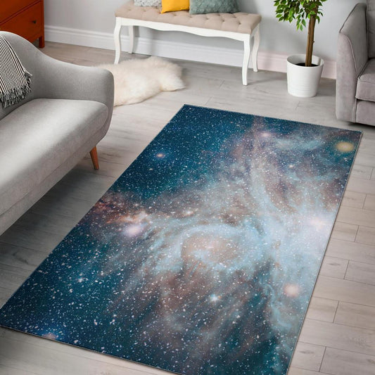White Cloud Galaxy Space Print Area Rug