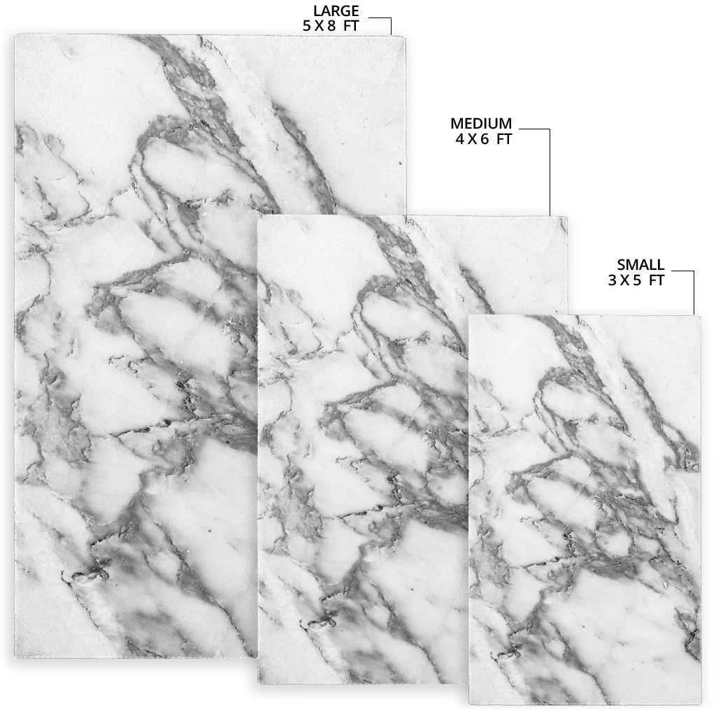 White Gray Marble Print Area Rug