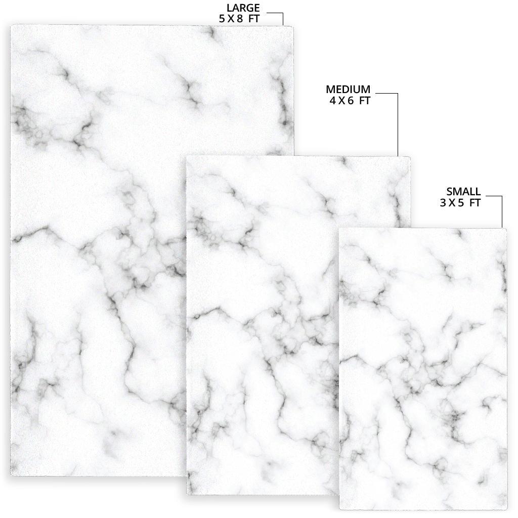 White Grey Smoke Marble Print Area Rug