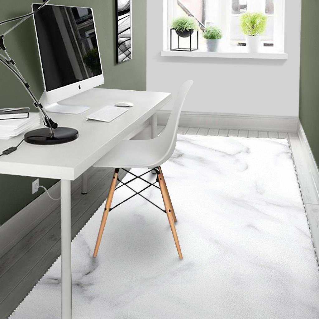 White Marble Print Area Rug