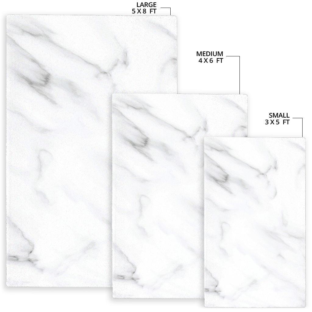 White Marble Print Area Rug