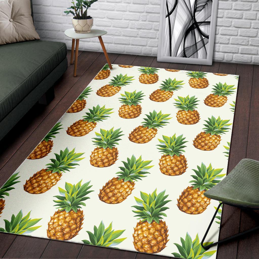 White Pineapple Pattern Print Area Rug