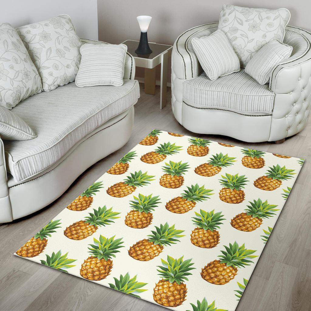 White Pineapple Pattern Print Area Rug