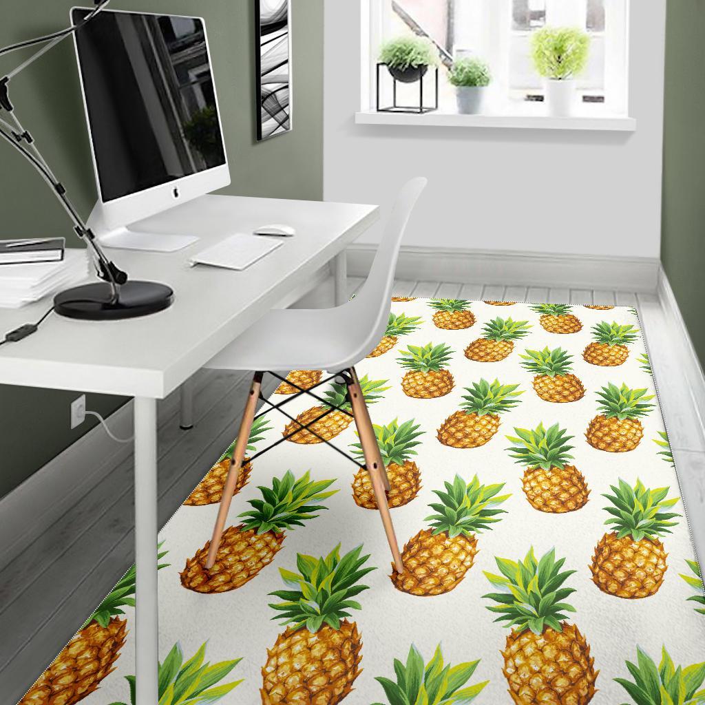 White Pineapple Pattern Print Area Rug