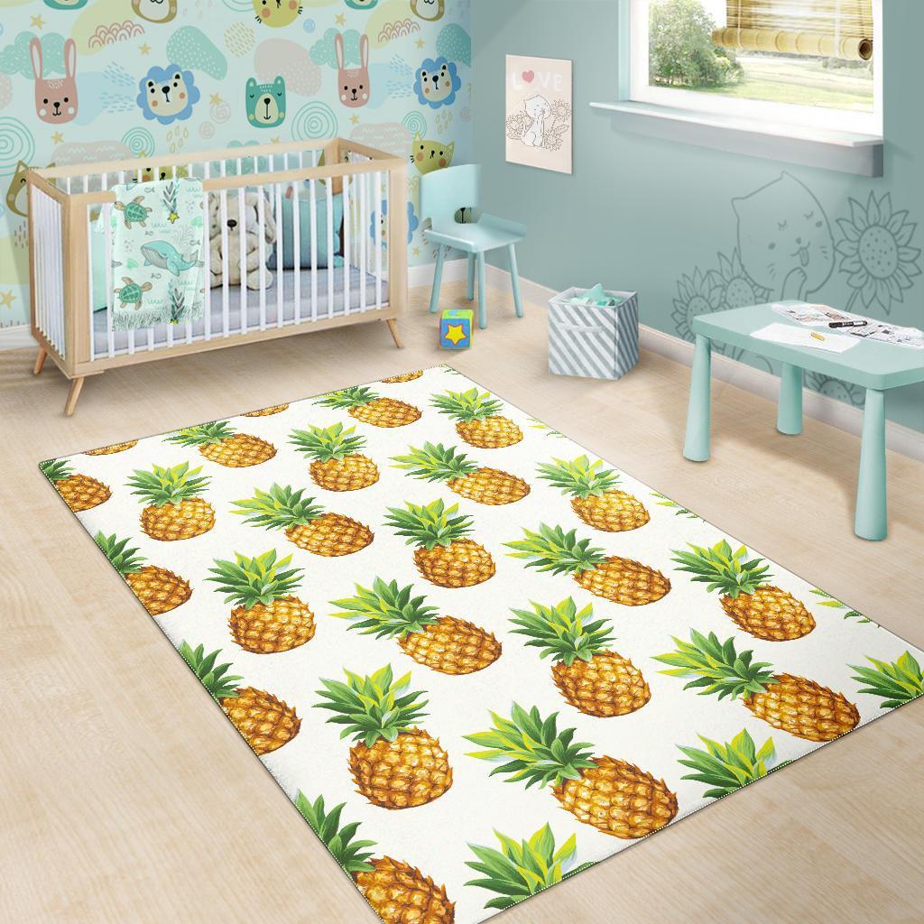 White Pineapple Pattern Print Area Rug