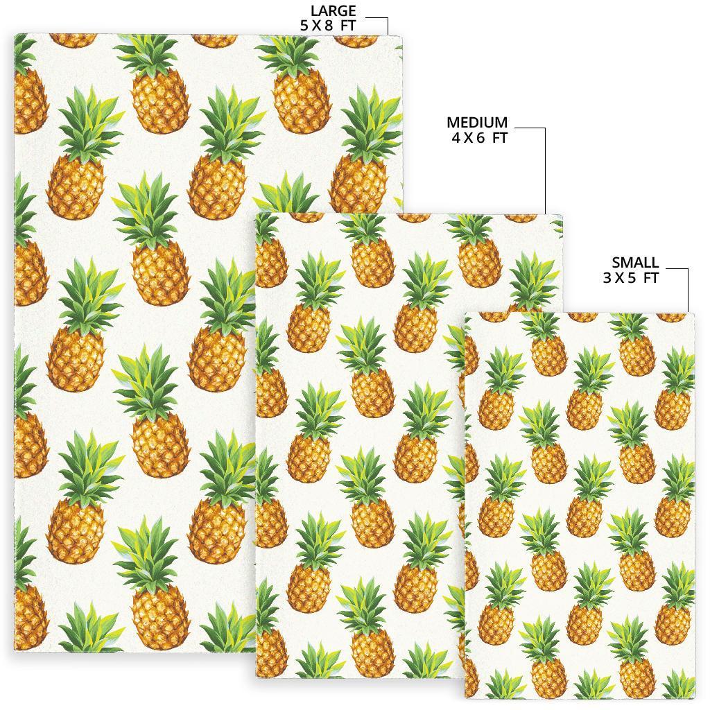 White Pineapple Pattern Print Area Rug