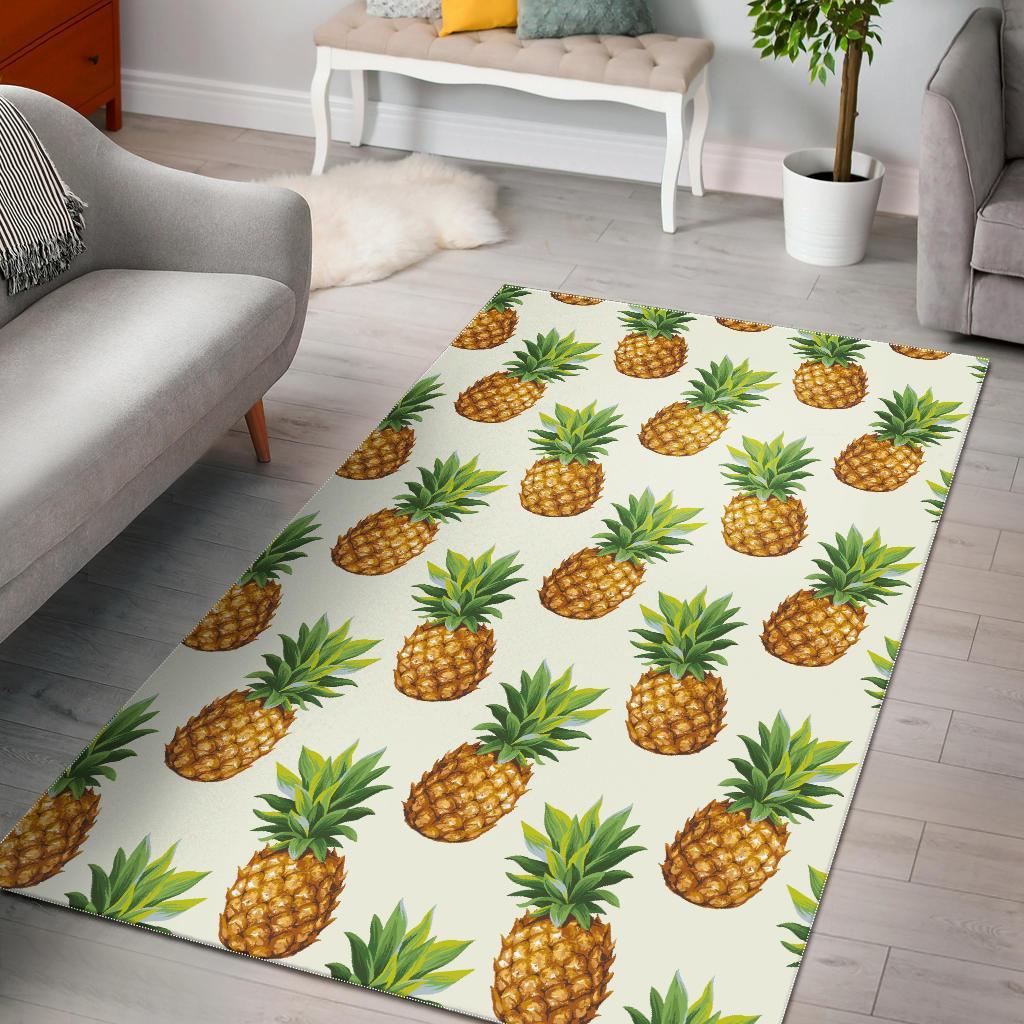 White Pineapple Pattern Print Area Rug