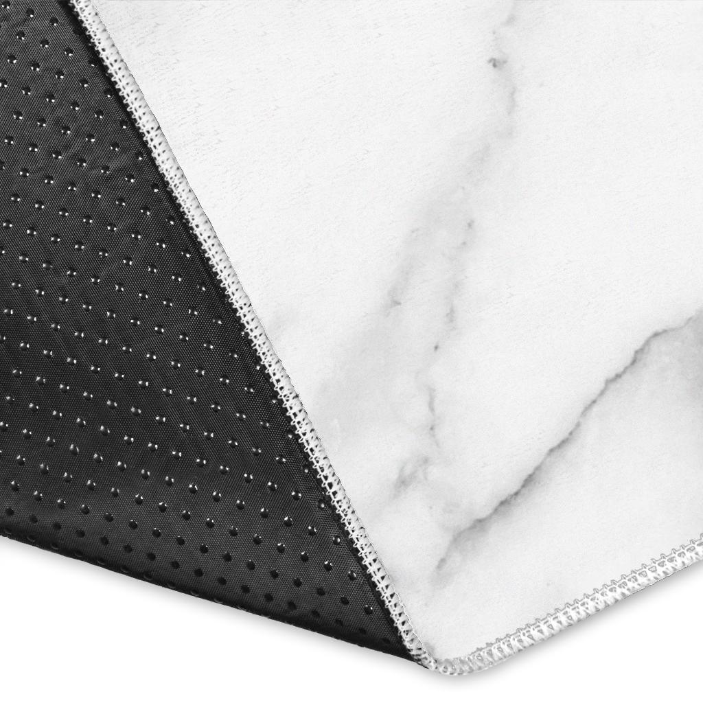 White Smoke Marble Print Area Rug