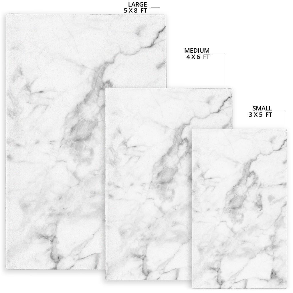 White Smoke Marble Print Area Rug