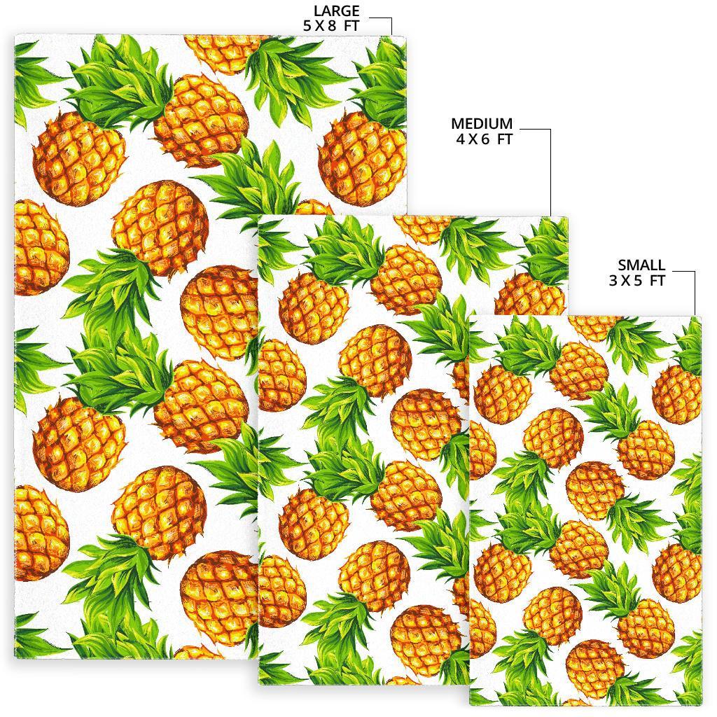 White Summer Pineapple Pattern Print Area Rug