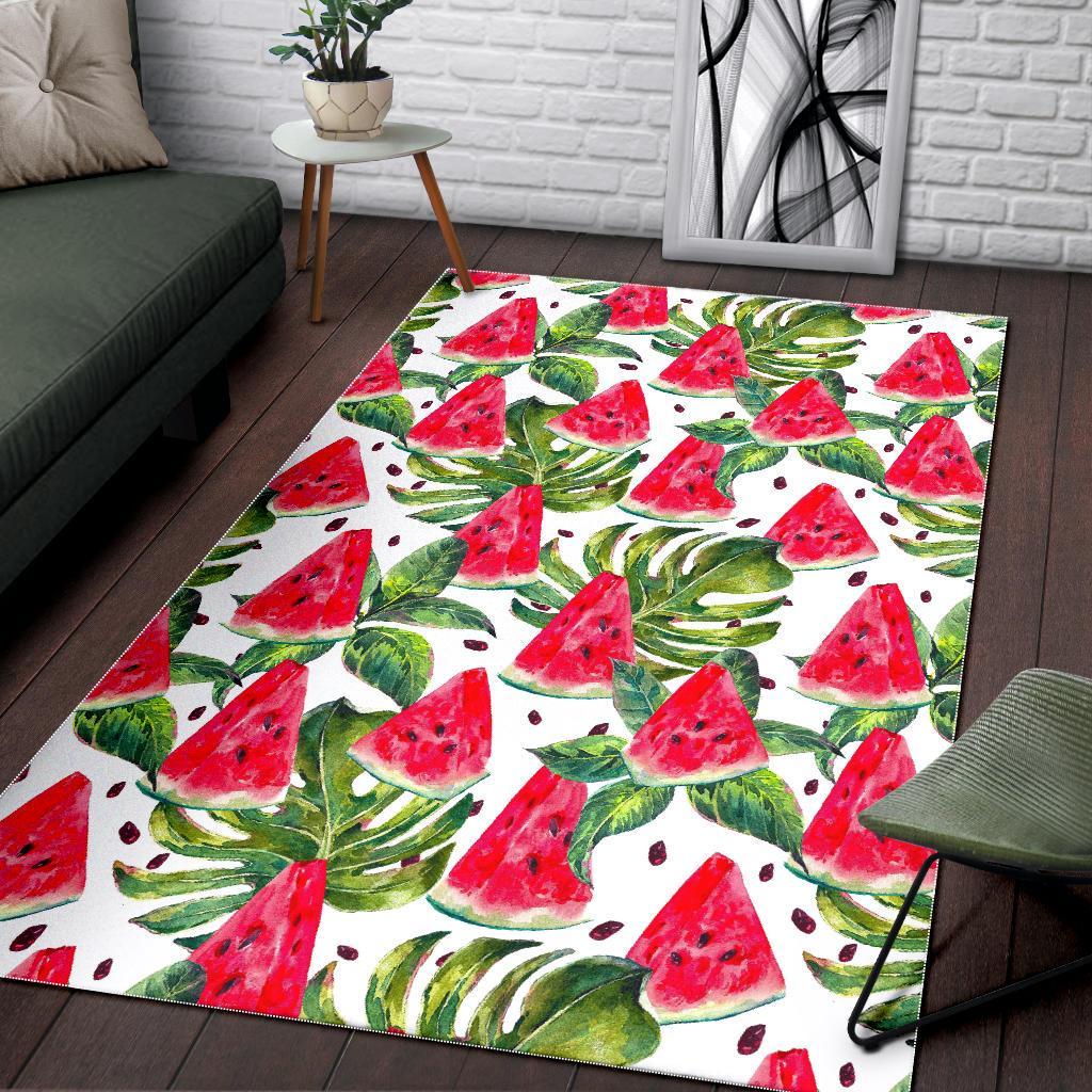White Tropical Watermelon Pattern Print Area Rug