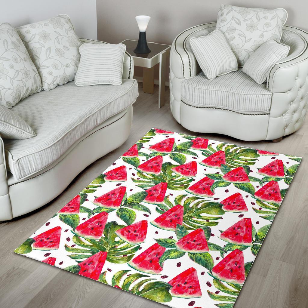 White Tropical Watermelon Pattern Print Area Rug