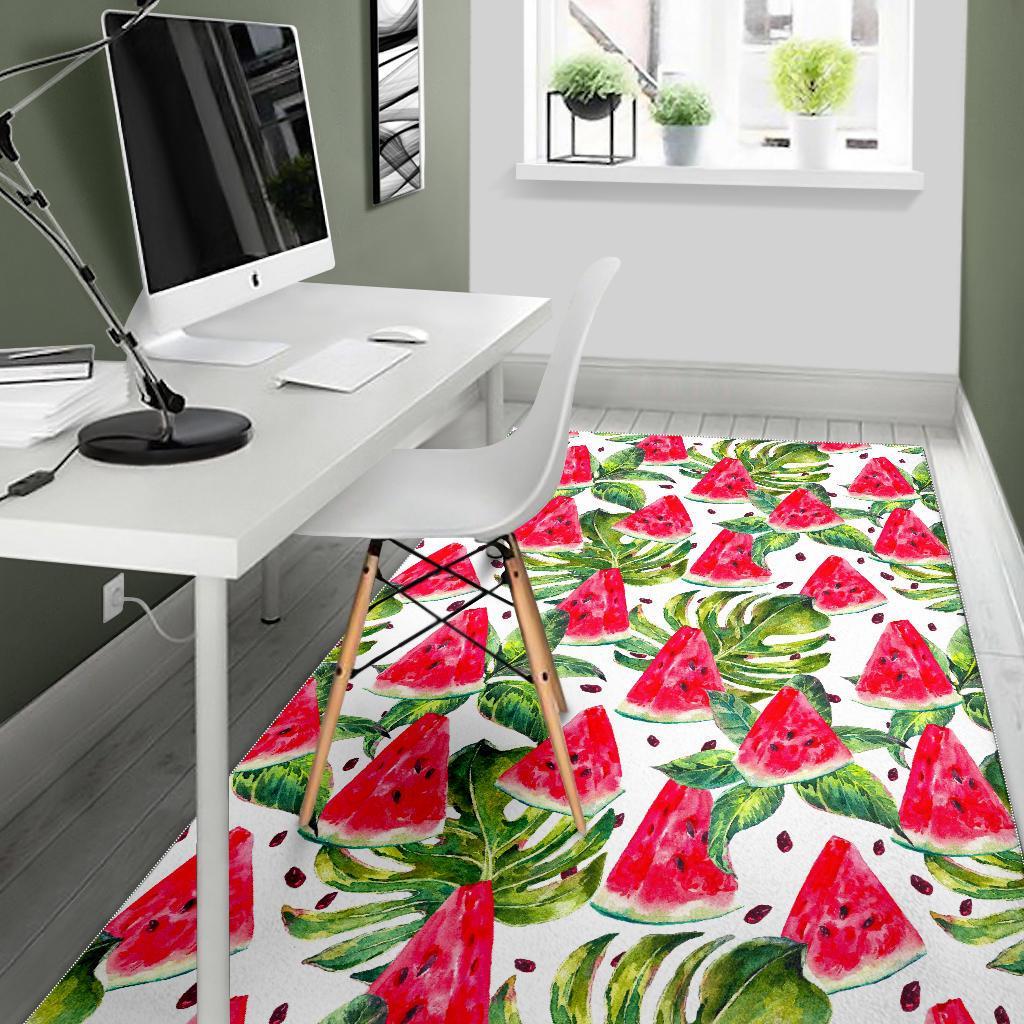 White Tropical Watermelon Pattern Print Area Rug