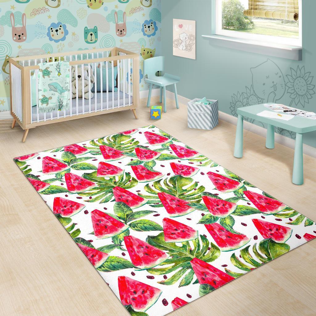 White Tropical Watermelon Pattern Print Area Rug