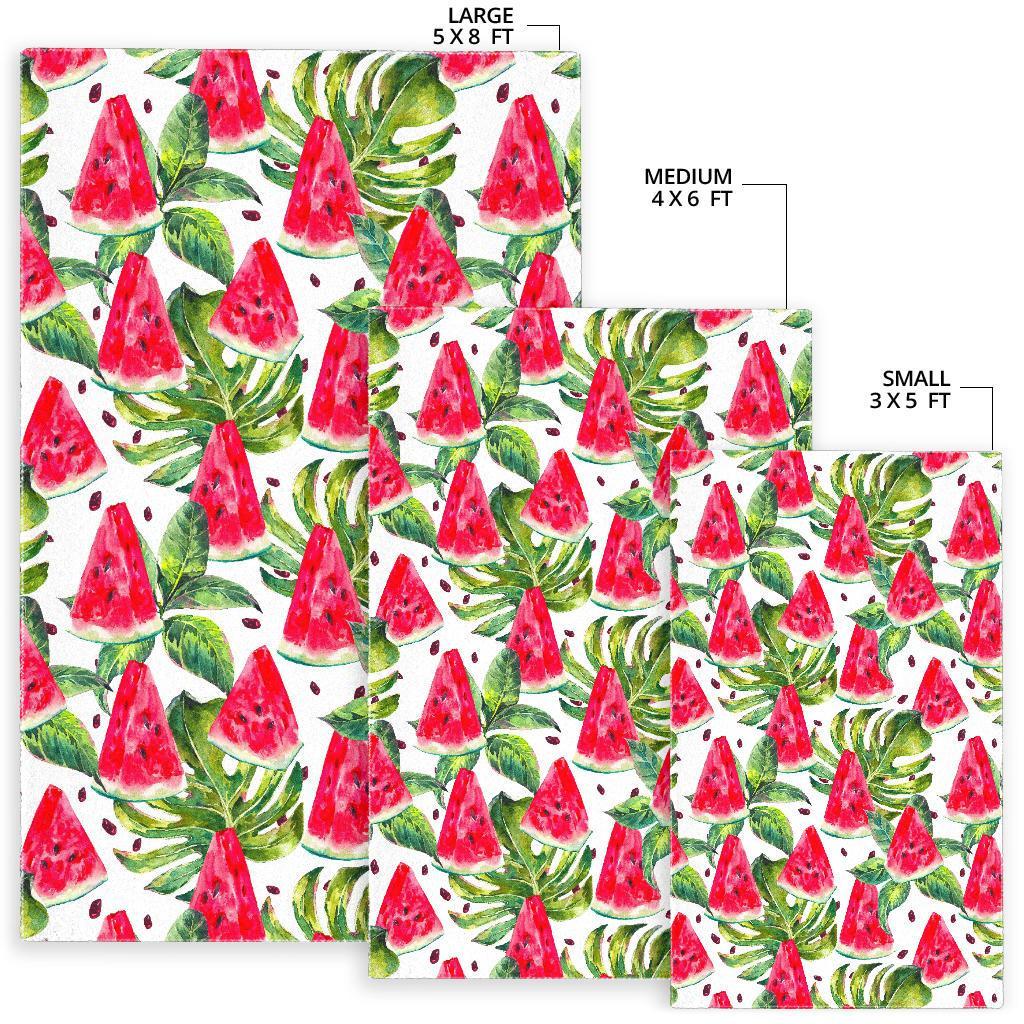 White Tropical Watermelon Pattern Print Area Rug