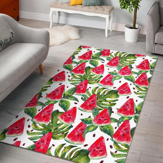 White Tropical Watermelon Pattern Print Area Rug