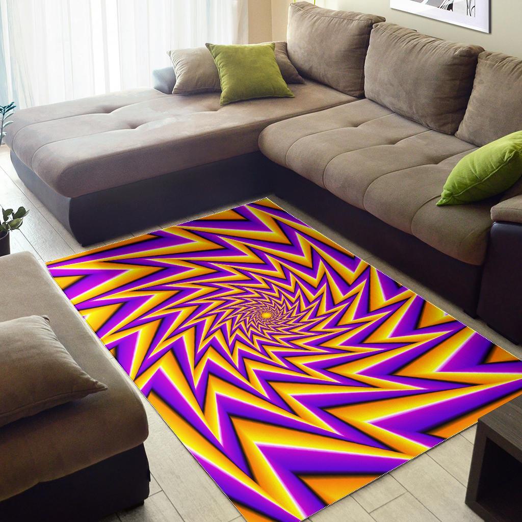 Yellow Big Bang Moving Optical Illusion Area Rug