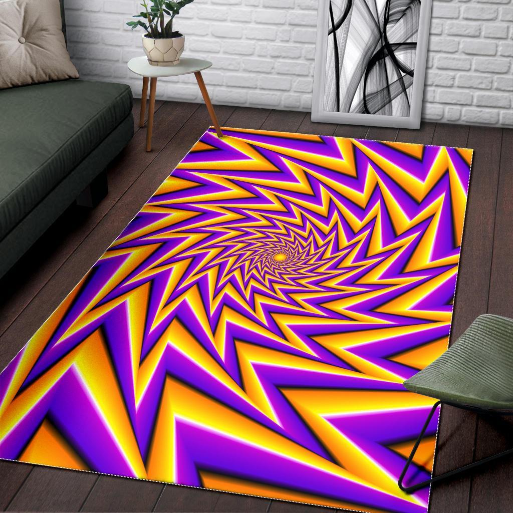 Yellow Big Bang Moving Optical Illusion Area Rug