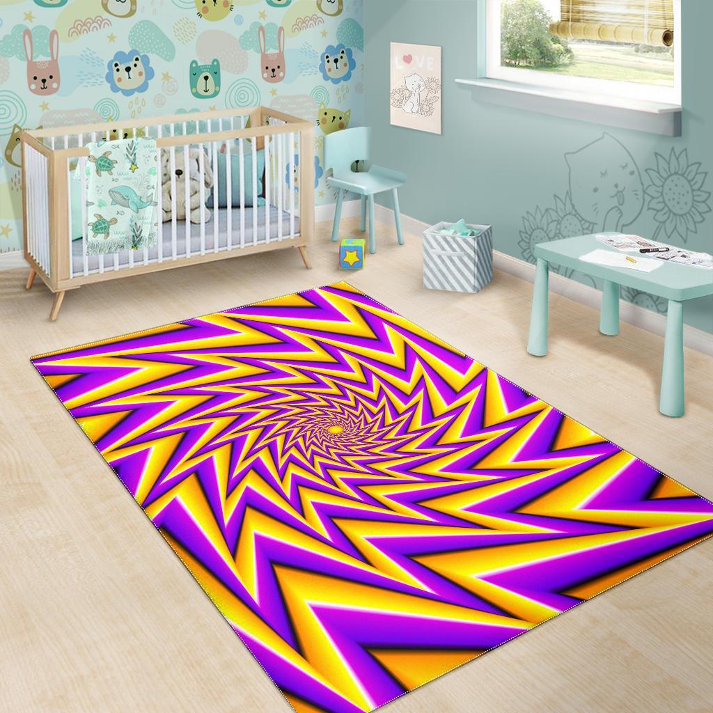 Yellow Big Bang Moving Optical Illusion Area Rug