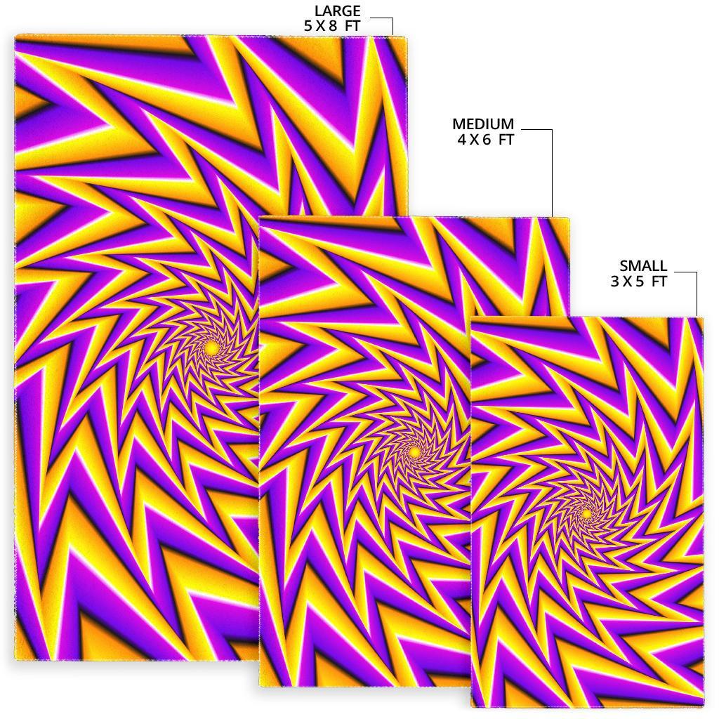 Yellow Big Bang Moving Optical Illusion Area Rug
