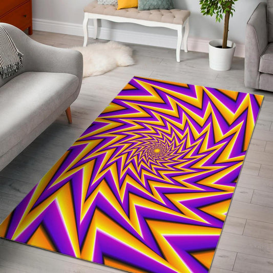 Yellow Big Bang Moving Optical Illusion Area Rug