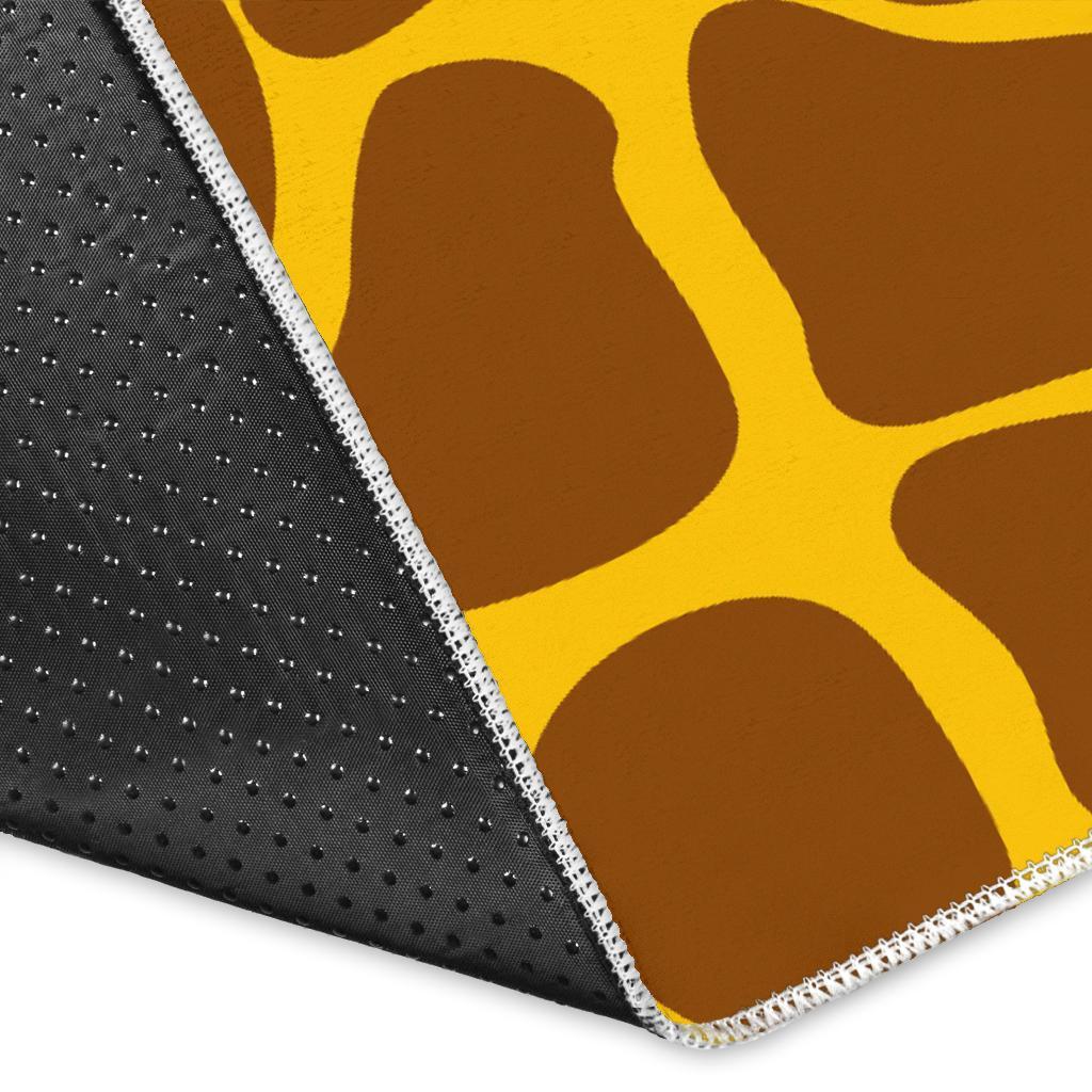 Yellow Brown Giraffe Pattern Print Area Rug