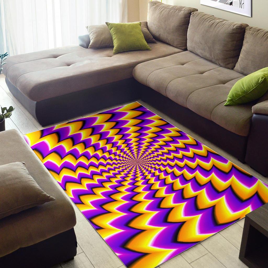 Yellow Dizzy Moving Optical Illusion Area Rug