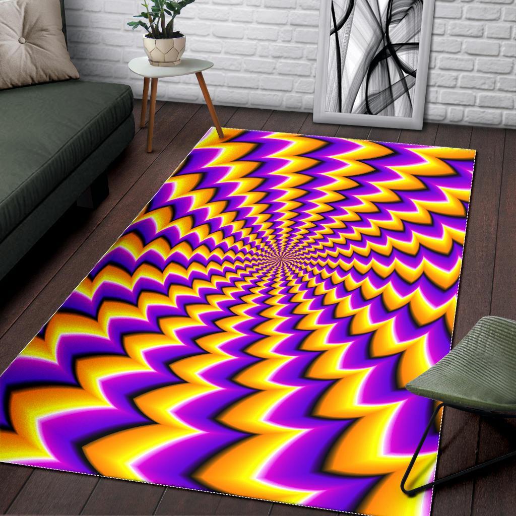 Yellow Dizzy Moving Optical Illusion Area Rug