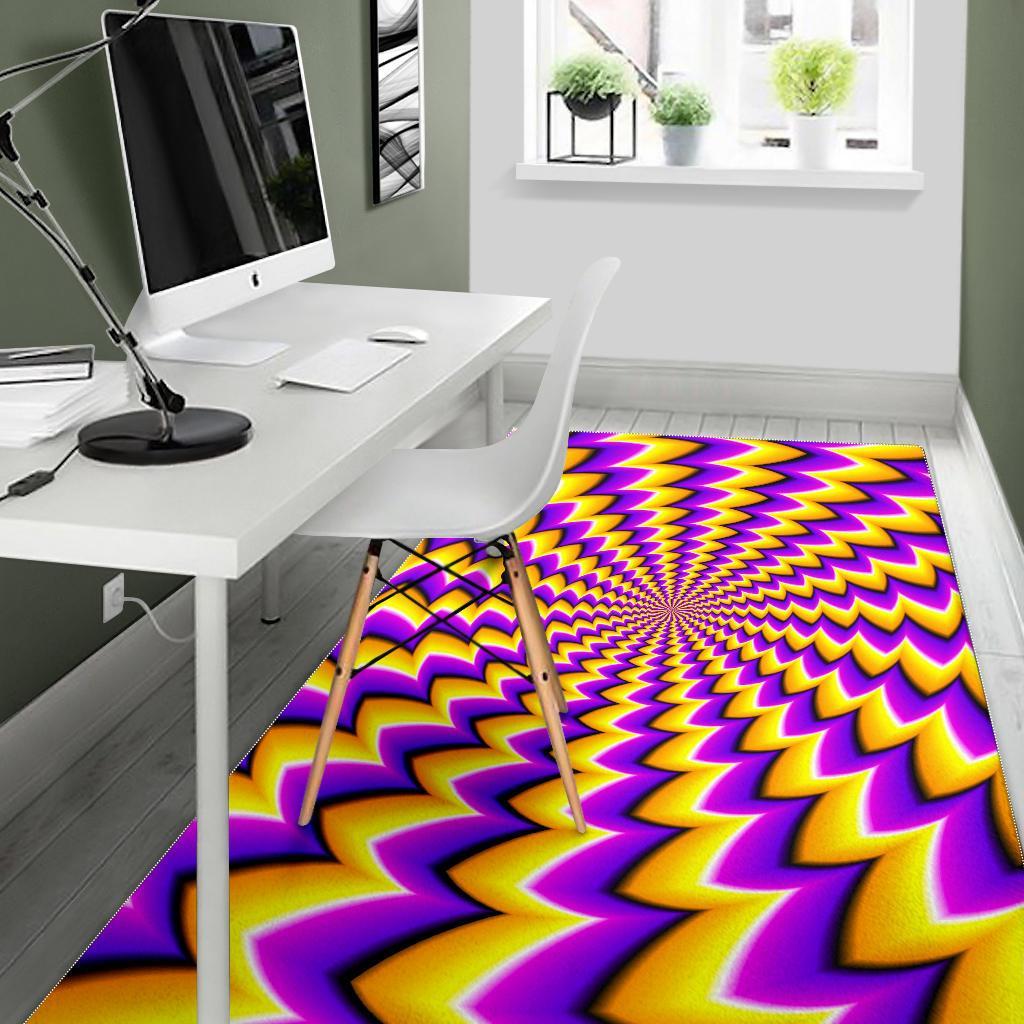 Yellow Dizzy Moving Optical Illusion Area Rug