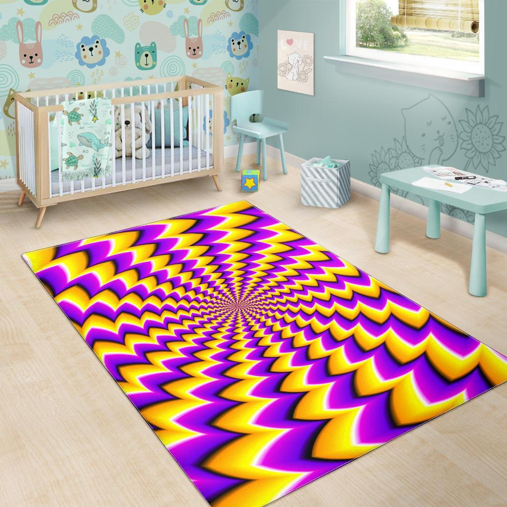 Yellow Dizzy Moving Optical Illusion Area Rug