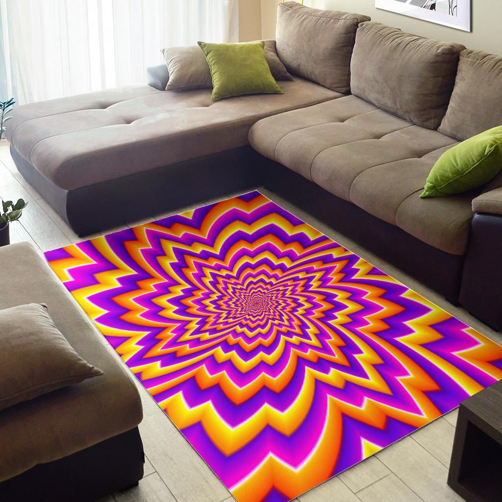 Yellow Expansion Moving Optical Illusion Area Rug