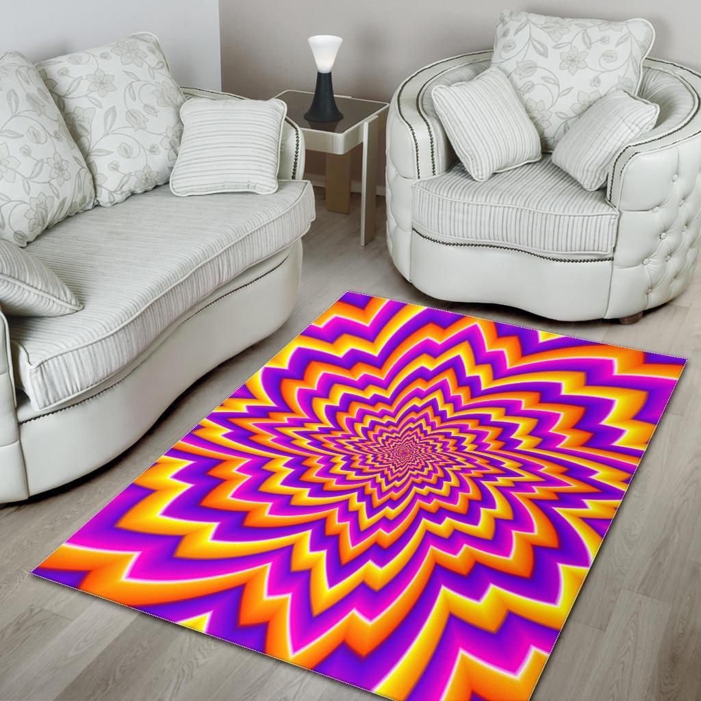 Yellow Expansion Moving Optical Illusion Area Rug