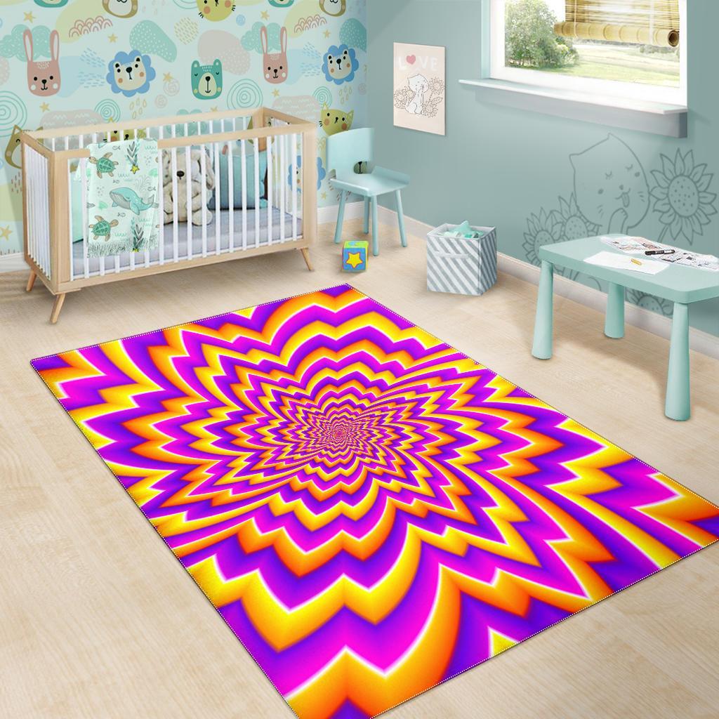 Yellow Expansion Moving Optical Illusion Area Rug